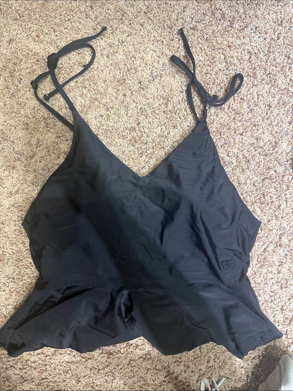 Albion Black Tie-Shoulder swim top